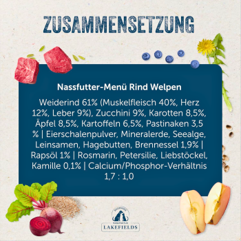 Welpenfutter Rind – Premium Nassfutter für Welpen mit frischem Weiderind, Gemüse & Kräutern